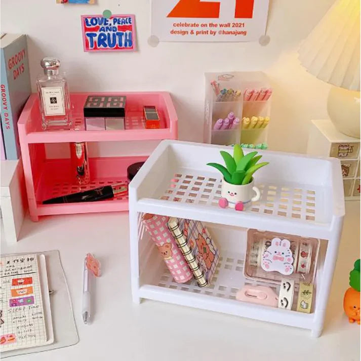 2 Layers Plastic Desktop Storage Rack, Home and Living