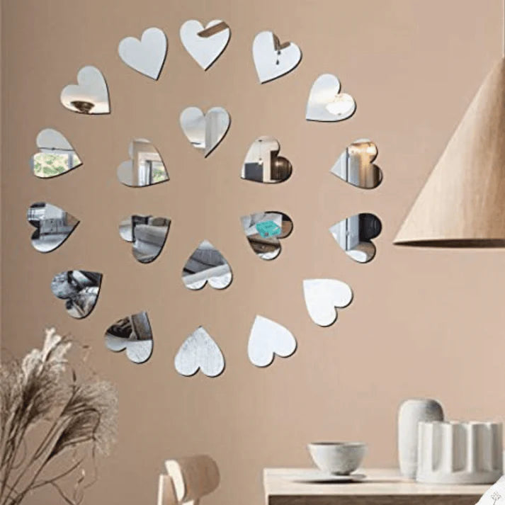 50Pcs Reflective Heart Wall Stickers (1 inch)