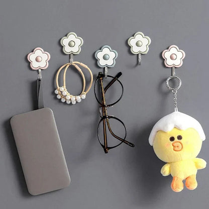 5-Piece Wall Hook Set With Floral Design