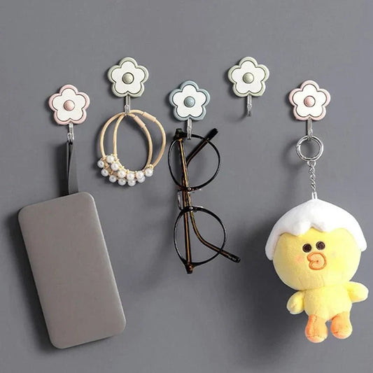 5-Piece Wall Hook Set With Floral Design