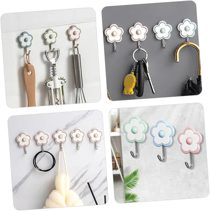 5-Piece Wall Hook Set With Floral Design