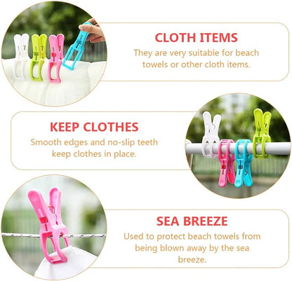 12 Pcs Jumbo Grip Clothes Pegs – Anti-Slip Design