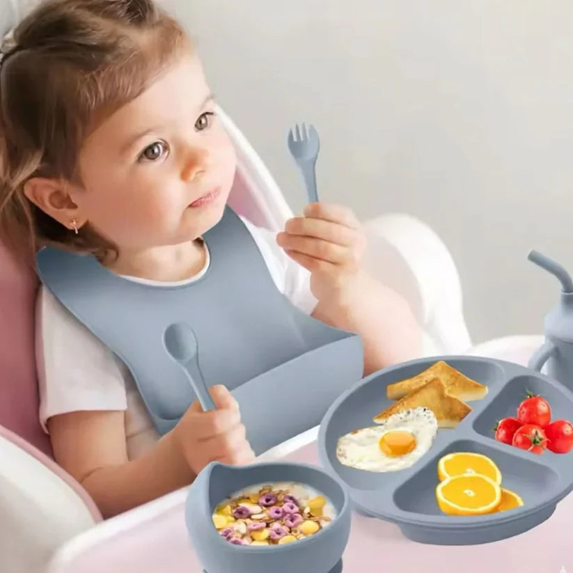 8PCS Non Toxic Silicone Toddler Mealtime Essentials Kit