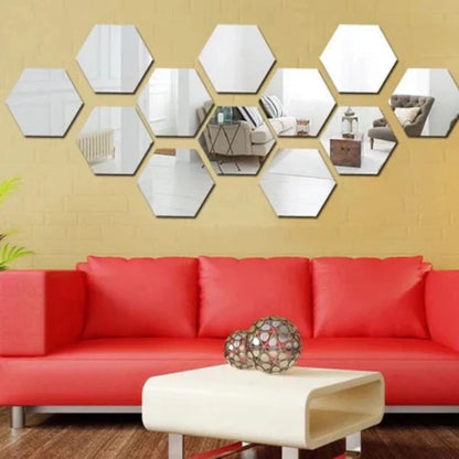 12 Pcs Mirror Hex Shine Sliver (4x4)