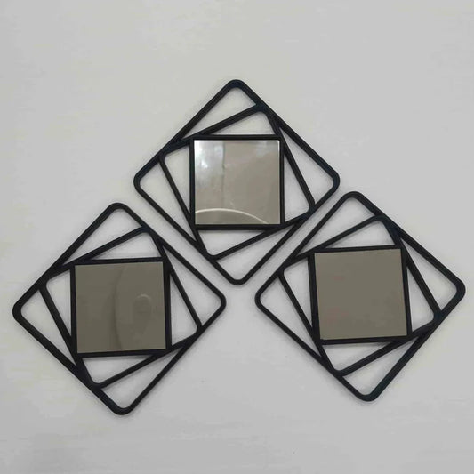 Set of 3 Wall Mirrors – Hexagon Shape, 6" x 6", Minimalist Design