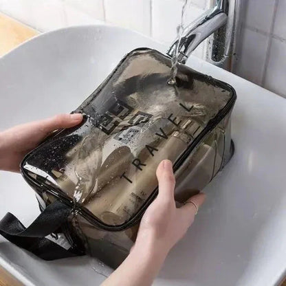Travel Makeup Organizer Bag – Clear With Zipper