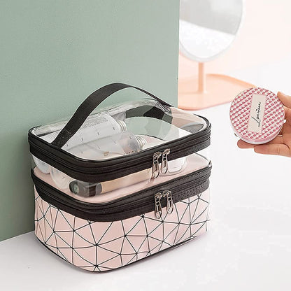  2 Section Transparent Cosmetic Pouch
